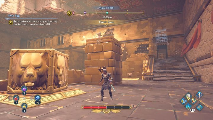 Once you have placed both blocks on top, the door will open - Immortals Fenyx Rising: Nest Egg - walkthrough - The tasks of Ares - Immortals Fenyx Rising Guide