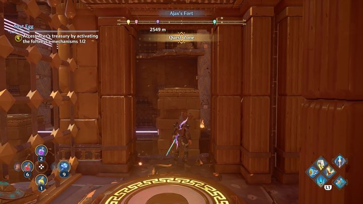 Your task will be to activate the platforms in the correct order (the order is indicated by the laser, or rather by how the laser connects with the two columns) - Immortals Fenyx Rising: Nest Egg - walkthrough - The tasks of Ares - Immortals Fenyx Rising Guide