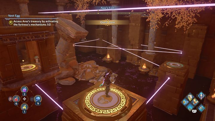 Then go to the right, jump to the nearest column with the switch - Immortals Fenyx Rising: Nest Egg - walkthrough - The tasks of Ares - Immortals Fenyx Rising Guide