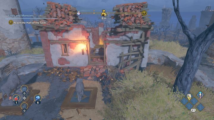 The chest is located in one of the destroyed buildings - Immortals Fenyx Rising: Chests (Clashing Rocks) - map - Clashing Rocks - Immortals Fenyx Rising Guide