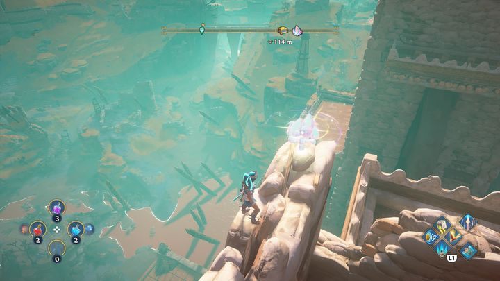 You will find the Ambrosia at the very top of a structure, on the right side - Immortals Fenyx Rising: Ambrosia (Wars Den) - map - War Cave - Immortals Fenyx Rising Guide