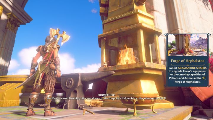 In the Forge you can upgrade your equipment, this includes armour, weapons and potions - Immortals Fenyx Rising: The Hall of the Gods - Basics - Immortals Fenyx Rising Guide