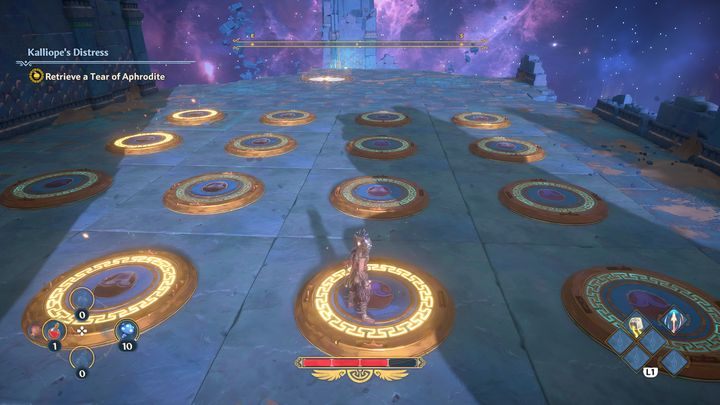 From there, step onto the two switches next to you, then one below and one to the right - Immortals Fenyx Rising: A Crying Shame - walkthrough - Aphrodites quests - Immortals Fenyx Rising Guide