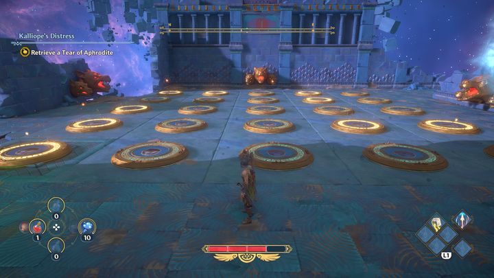 In the end, this is how the whole puzzle should look (note the highlighted pressure plates) - Immortals Fenyx Rising: A Crying Shame - walkthrough - Aphrodites quests - Immortals Fenyx Rising Guide