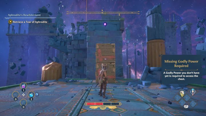 Once inside the Vault itself, activate a button and jump onto some wooden boxes using a double jump - Immortals Fenyx Rising: A Crying Shame - walkthrough - Aphrodites quests - Immortals Fenyx Rising Guide