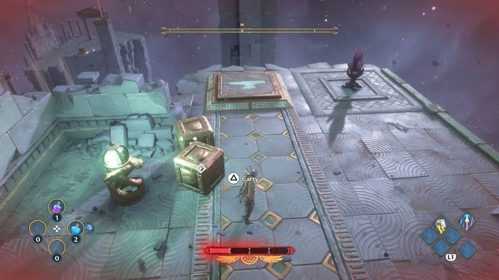 After placing two blocks on the platform, you will activate the wind gusts - Immortals Fenyx Rising: A Crying Shame - walkthrough - Aphrodites quests - Immortals Fenyx Rising Guide