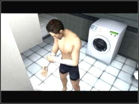 Use the toilet (+5%), take a shower (+5%) and open the cupboard which is over the washbowl - Fahrenheit Indigo Prophecy: THE DAY AFTER Lucas Apartment - Fahrenheit Indigo Prophecy: Walkthrough - Indigo Prophecy / Fahrenheit Game Guide & Walkthrough