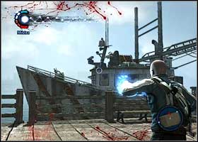 Afterwards free the hostages by shooting the locks on the cages - Old, gray-haired man - part 1 - Walkthrough - inFAMOUS - Game Guide and Walkthrough