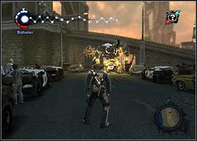 Once the chopper will start to hover above John, don't hesitate and immediately jump down from the building - Old, gray-haired man - part 3 - Walkthrough - inFAMOUS - Game Guide and Walkthrough