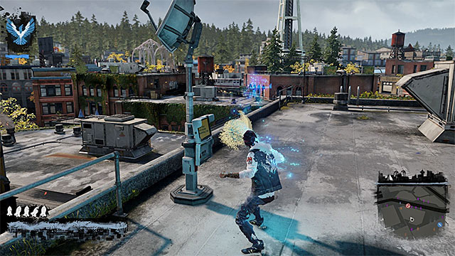 The Video energy can be replenish by sucking energy from, e.g. TV sets, computers and antennas on rooftops - Video - Delsins powers - inFamous: Second Son - Game Guide and Walkthrough