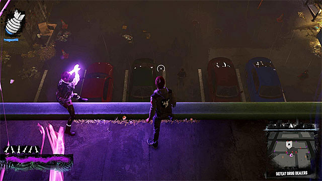 You should ambush your enemies by attacking them from above - 7a: Trash the Stash - Walkthrough - inFamous: Second Son - Game Guide and Walkthrough