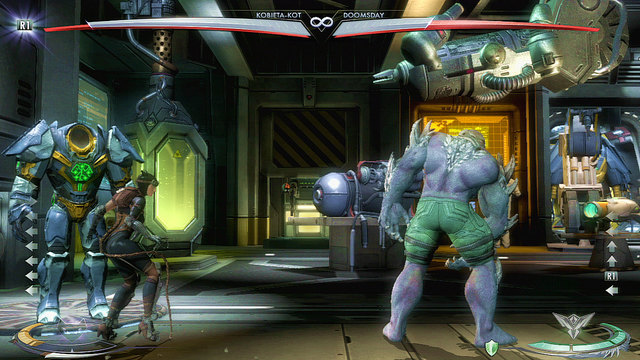 At the left edge of the arena theres an armour suit tested with a laser - Injustice Gods Among Us: Insurgency, arena guide - Arenas - Injustice: Gods Among Us Game Guide