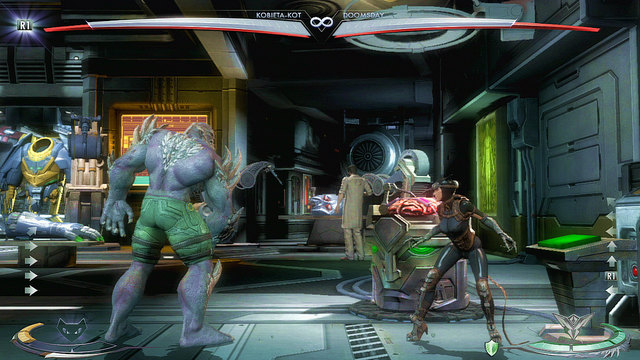 On the right side of the arena theres a green button by the pedestal with the brain - Injustice Gods Among Us: Insurgency, arena guide - Arenas - Injustice: Gods Among Us Game Guide