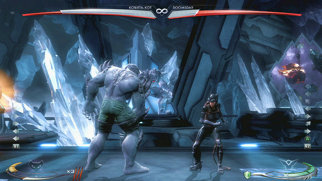In the middle of the arena in the background theres a giant, while fighting beside you can throw your enemy at it - Injustice Gods Among Us: Fortress of Solitude, arena guide - Arenas - Injustice: Gods Among Us Game Guide