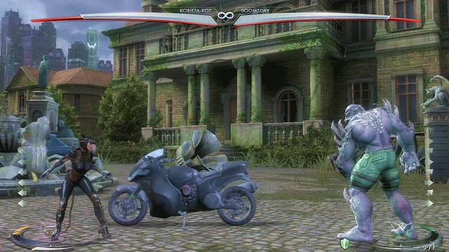 On the right side of the arena theres a motorcycle - Injustice Gods Among Us: Wayne Manor - Wayne Manor Night, arena guide - Arenas - Injustice: Gods Among Us Game Guide