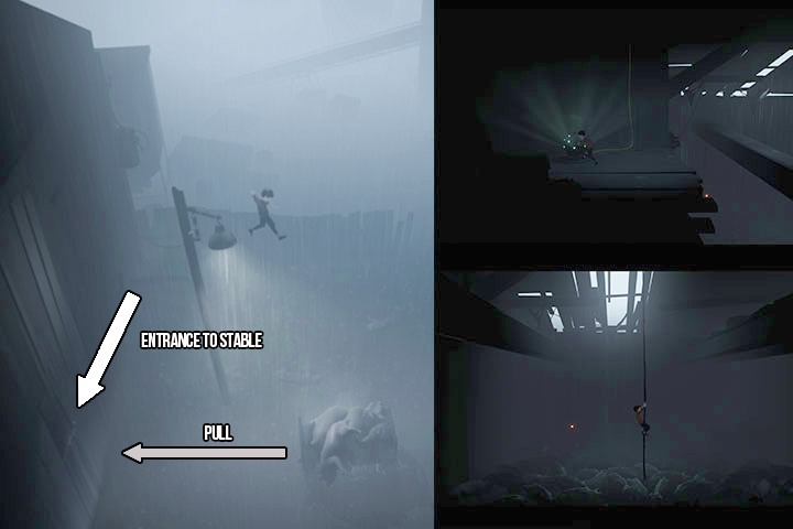 Once you leave the farm and reach the unfinished building, you will encounter a place where you must drop the safe - How to unlock all achievements and the secret ending in Inside - Walkthrough - Inside Game Guide