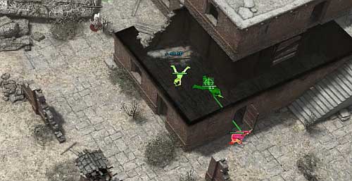 In case of need, you can retreat to the inside, from where you can fire through the open door - Bras [2] - Campaign - beginning locations - Jagged Alliance: Crossfire - Game Guide and Walkthrough