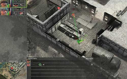 In the next point on the south of map, place yourself in the kitchen, where hidden behind the covers (screen) youll be a tough target with a good vision - Khadwan [4] - p. 1 - Campaign - southern way - Jagged Alliance: Crossfire - Game Guide and Walkthrough