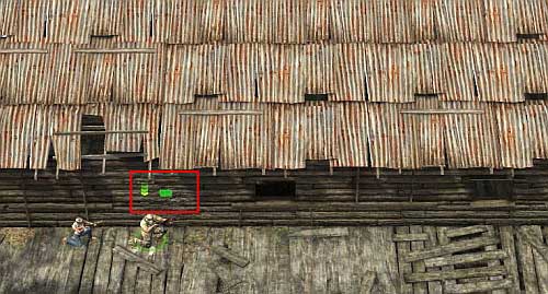 If not all enemies get lured out, you can use C4 and make an additional entrance which let you attack from the back - Outposts and Sawmill [5] - Campaign - southern way - Jagged Alliance: Crossfire - Game Guide and Walkthrough