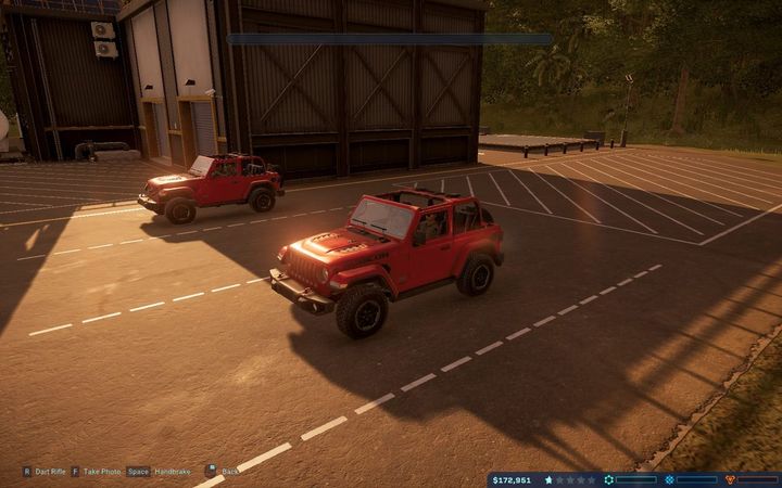 2018 Jeep skin (red) can be unlocked, unlocking the achievement of maximum Jeep speed for 5 seconds - Unlocking skins for Jeep in Jurassic World Evolution - Basics - Jurassic World Evolution Game Guide