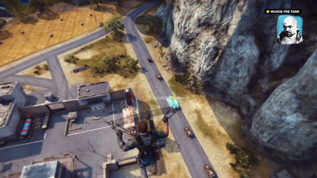 The tank, visible on the ground - when its shining teal, its immune to all attacks. - An Act of Piracy - Walkthrough - Just Cause 3 - Game Guide and Walkthrough
