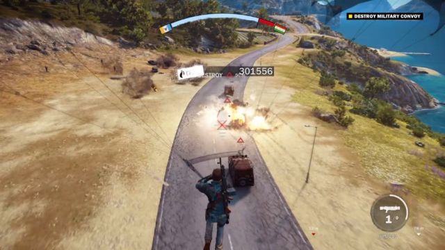 The convoy can be destroyed with your own weapons, or by using the tank. - Tangled Up in Blue - Walkthrough - Just Cause 3 - Game Guide and Walkthrough