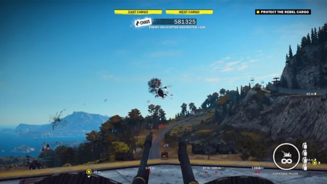 One or two direct hits and the helicopter will blow up. - The Watcher On The Wall - Walkthrough - Just Cause 3 - Game Guide and Walkthrough