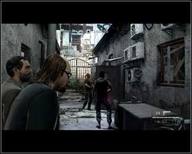 Once all the enemies are dead, open the blue door decorated with Christmas lamps [1] - Chapter 3 - Blood, Sweat and Tears - p. 2 - Walkthrough - Kane & Lynch 2: Dog Days - Game Guide and Walkthrough