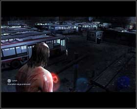 Being outside, go up the nearby stairs [1] and you should have a view of the bus parking lot [2] - Chapter 6 - A Thousand Cuts - p. 1 - Walkthrough - Kane & Lynch 2: Dog Days - Game Guide and Walkthrough