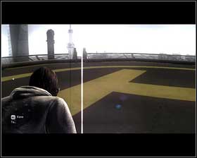 Right after watching the movie, quickly run up the stairs on the right [1] onto the helipad [2] - Chapter 10 - Resurrection - p. 1 - Walkthrough - Kane & Lynch 2: Dog Days - Game Guide and Walkthrough