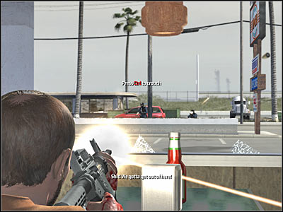 One of your teammates will decide it's time to leave the diner - Chapter 1 - part 4 - Walkthrough - Kane & Lynch: Dead Men - Game Guide and Walkthrough