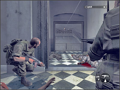 Once you've reached the higher floor, turn right and kill a single enemy unit - Chapter 12 - part 1 - Walkthrough - Kane & Lynch: Dead Men - Game Guide and Walkthrough