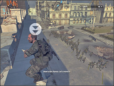 Don't follow the crowd, because you would have ended up under heavy fire from enemy soldiers - Chapter 12 - part 2 - Walkthrough - Kane & Lynch: Dead Men - Game Guide and Walkthrough