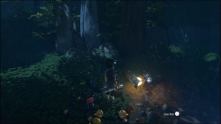 After walking for a while, you'll meet a yellow spirit who'll enter the lantern - Kena Bridge of Spirits: Free Taro - walkthrough - Walkthrough - Kena Bridge of Spirits Guide