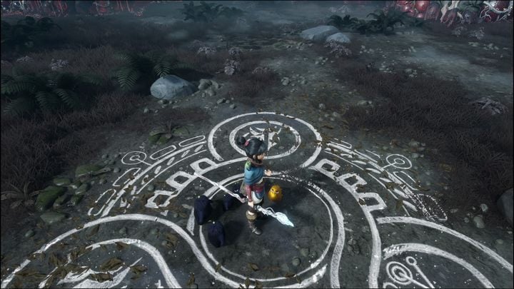 Simply walk onto the painting shown on the picture to start the next part of this quest, freeing Taro - Kena Bridge of Spirits: Free Taro - walkthrough - Walkthrough - Kena Bridge of Spirits Guide