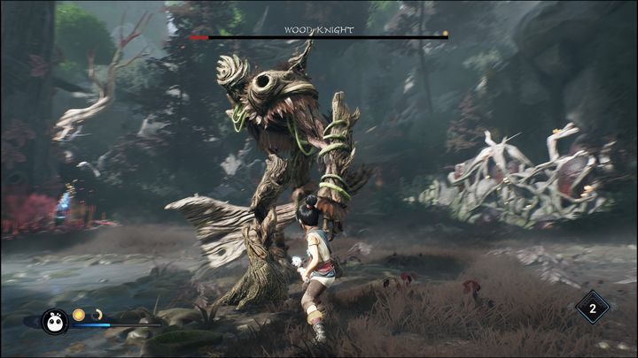What's characteristic of this boss are his weaknesses - Kena Bridge of Spirits: Wood Knight - boss, how to beat? - Bosses - Kena Bridge of Spirits Guide