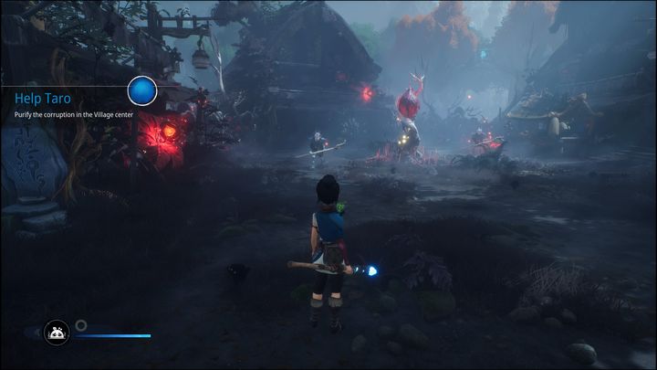 Once you head deeper into the village, you will notice a shift in the mood - Kena Bridge of Spirits: Help Taro - walkthrough - Walkthrough - Kena Bridge of Spirits Guide