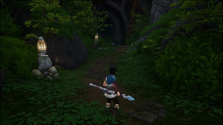 Then contine onwards, following the lamps - Kena Bridge of Spirits: Help Taro - walkthrough - Walkthrough - Kena Bridge of Spirits Guide