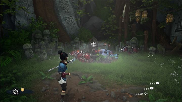 After the cut-scene, a Forest Tear will appear in place of the shrine - Kena Bridge of Spirits: Find Rusu - walkthrough - Walkthrough - Kena Bridge of Spirits Guide