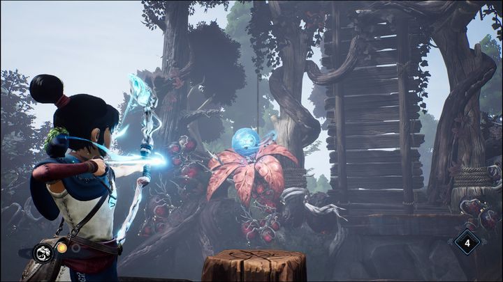 After defeating all the enemies, the flower will open up, allowing you to use Rot to clean the flower - Kena Bridge of Spirits: Taros Fear - walkthrough - Walkthrough - Kena Bridge of Spirits Guide