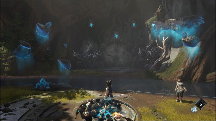 To open the way forward you must first activate the platforms on the left and on the right with your bombs - Kena Bridge of Spirits: Adiras Regret - walkthrough - Walkthrough - Kena Bridge of Spirits Guide