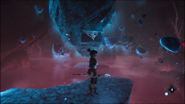 Jump onto the platform on the right, then grab the ledge as shown on the picture - Kena Bridge of Spirits: Adiras Regret - walkthrough - Walkthrough - Kena Bridge of Spirits Guide