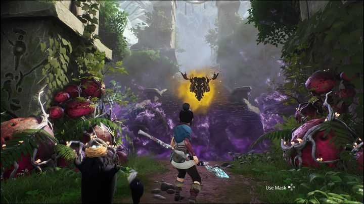Once you arrive, use the mask to open the way forward - Kenas Bridge of Spirits: Help Toshi - walkthrough - Walkthrough - Kena Bridge of Spirits Guide
