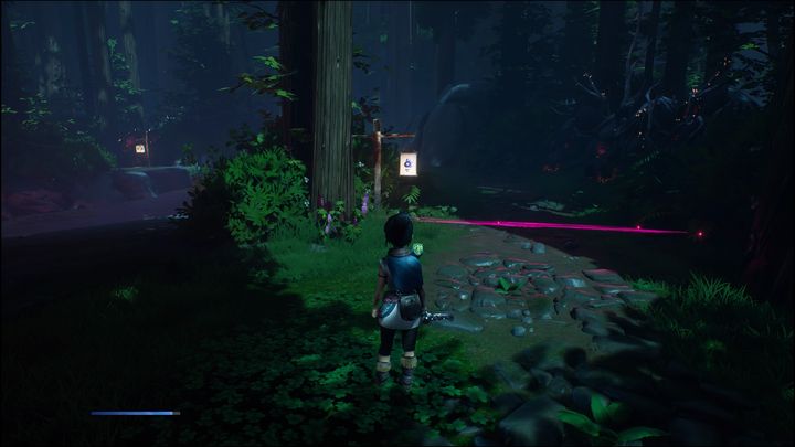 As you walk further, you will see purple beams of light - Kena Bridge of Spirits: Hunter Path - walkthrough - Walkthrough - Kena Bridge of Spirits Guide