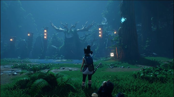 After the fight is over, clear the flower and continue going down this path - you will reach Hunter's arena - Kena Bridge of Spirits: Hunter Path - walkthrough - Walkthrough - Kena Bridge of Spirits Guide