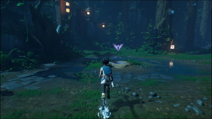 When you are done with all the crystals, a purple mask will appear - Kena Bridge of Spirits: Hunter Path - walkthrough - Walkthrough - Kena Bridge of Spirits Guide