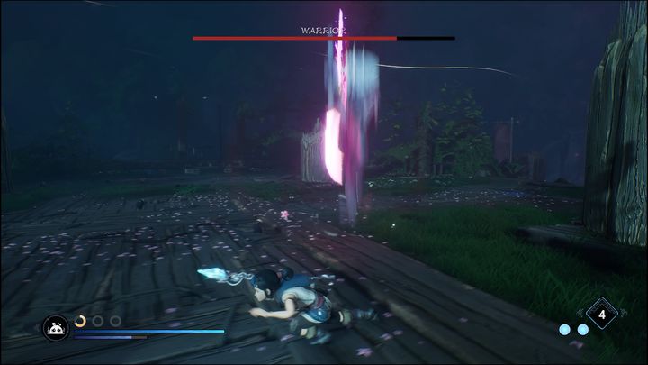When you are very close to him, the Warrior may quickly jump backwards - Kena Bridge of Spirits: Warrior - boss, how to beat? - Bosses - Kena Bridge of Spirits Guide