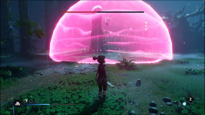 After the Hunter takes to the air and points his bow at the ground, expect the attack from the screenshot - Kena Bridge of Spirits: Hunter - boss, how to beat? - Bosses - Kena Bridge of Spirits Guide