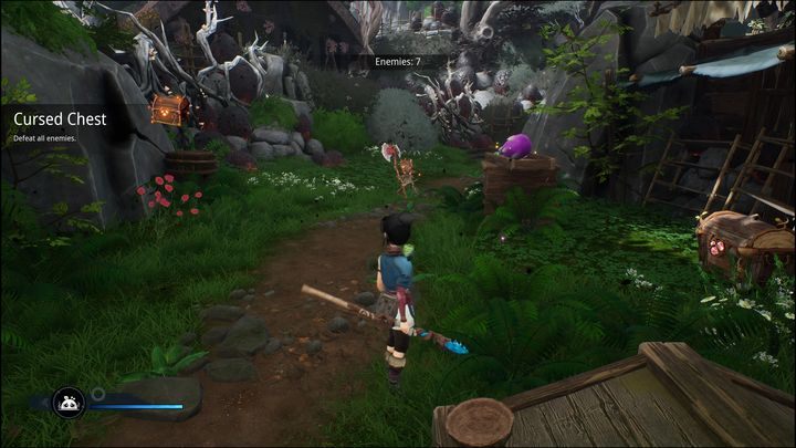 When you meet the condition that appears on the left side of the screen, the chest will turn blue - you can open it - Kena: Bridge of Spirits: Cursed Chests - what are they? - FAQ - Kena Bridge of Spirits Guide