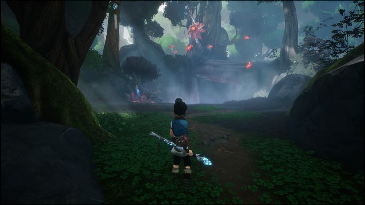 As you head towards the Wood Shrine, your objective is defeating the enemies that appear here - Kenas Bridge of Spirits: Taros Love - walkthrough - Walkthrough - Kena Bridge of Spirits Guide